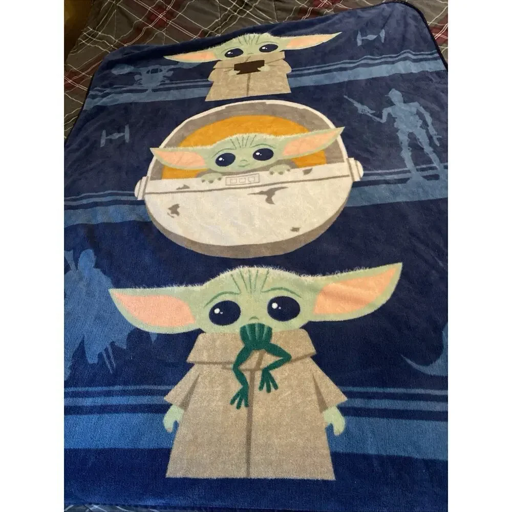 Star Wars Mandalorian Child Baby Yoda Throw Blanket Soft Fleece 44 X 60